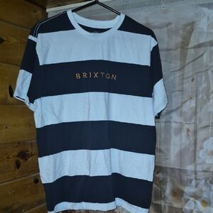 Brixton Black and White Striped Tee